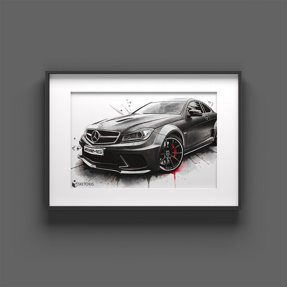 Have a car drawn - car as a drawing/poster - auto portrait gift for car lovers